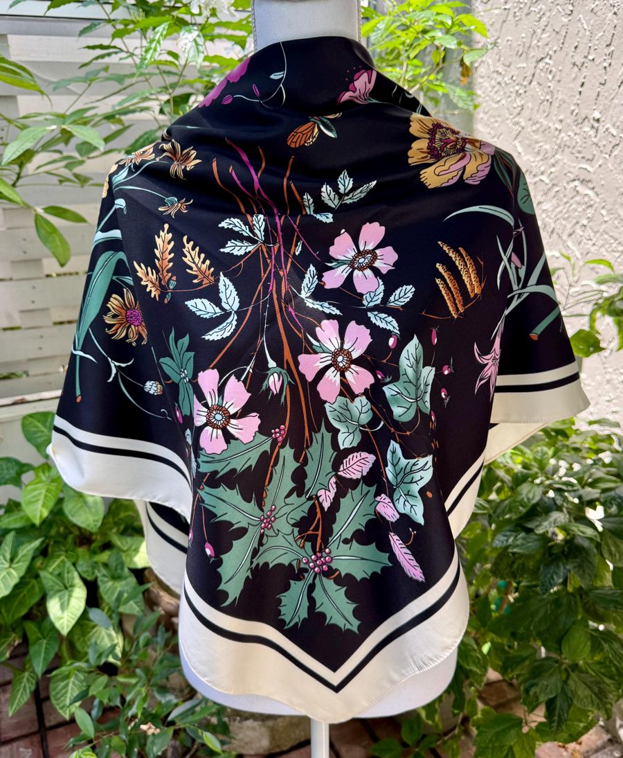 Timeless rose floral silk shawl